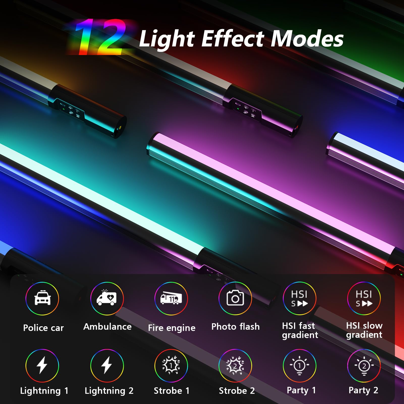 HeySliy RGB Photography Light Wand - 2600mAh Rechargeable LED Light Stick with 1000 Lumens, Adjustable Brightness (2500K-9900K) & 9 Dimmable Colors - Portable Studio Light Bar for Product Photography, YouTube Videos, and Nighttime Outdoor Shoots