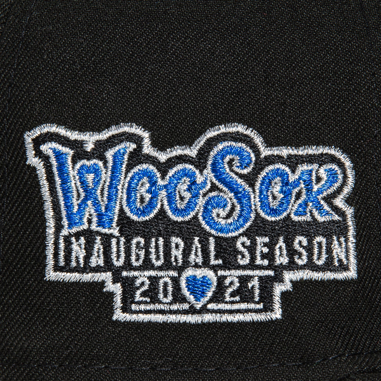 New Era 59Fifty Worcester Woo Sox Inaugural Season Patch Hat - Black, Royal, Metallic Silver - Official Baseball Cap for Fans & Collectors - Perfect for Games, Sports Events & Casual Wear