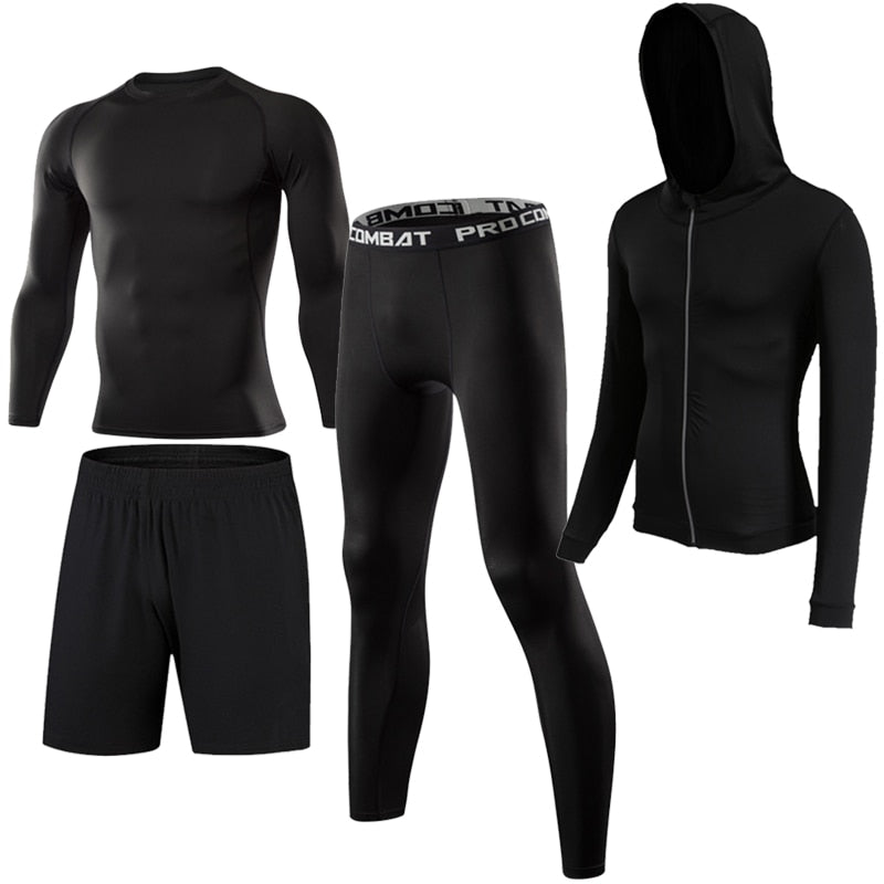 4 Pcs Men's Outdoor Jogging Tracksuit Set - Breathable Gym Running Sportswear for Men - Perfect for Jogging, Workouts & Casual Wear