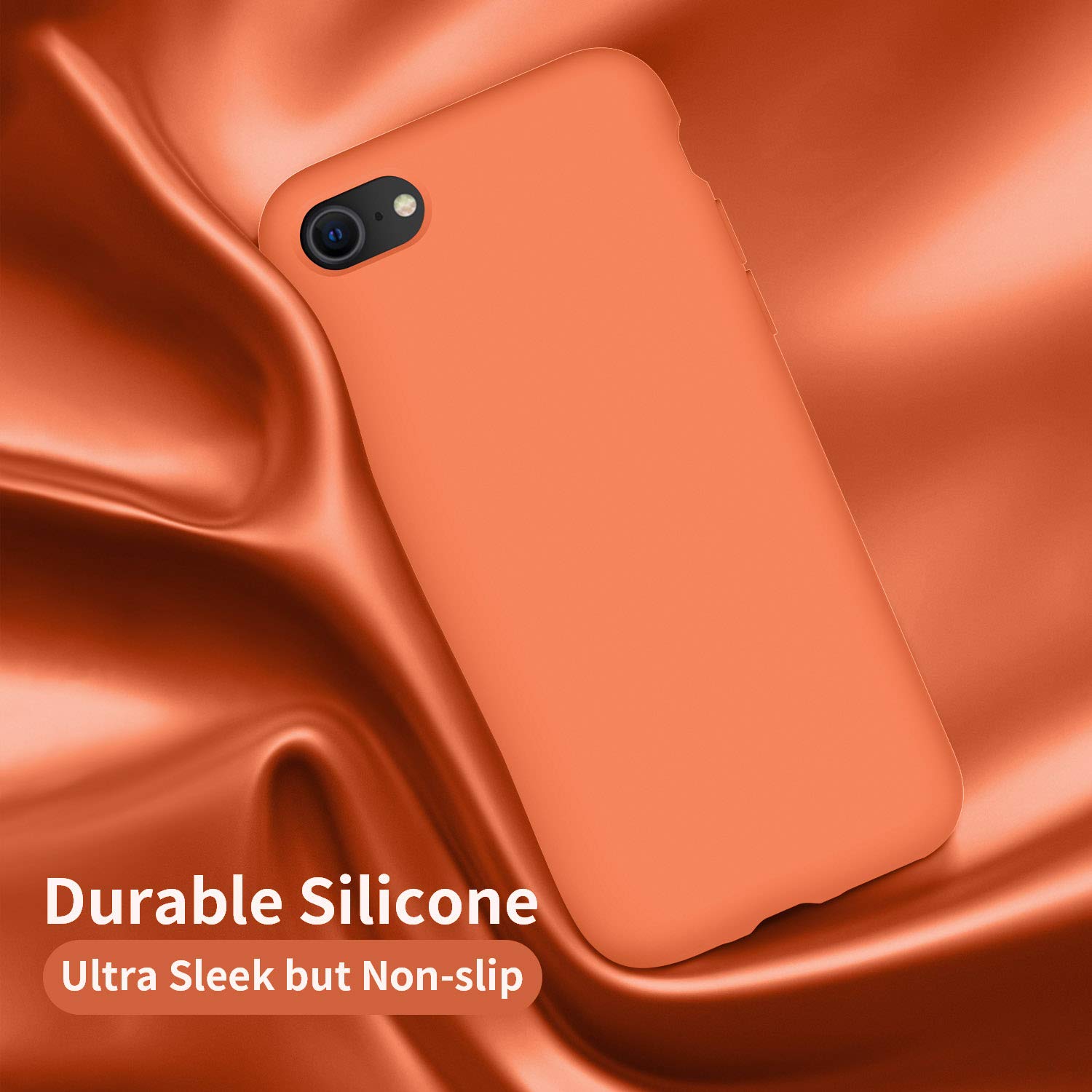 Premium Silicone iPhone SE (2020/2022) & iPhone 7/8 Case - Ultra Slim Shockproof Design with Soft Microfiber Lining | 4.7 Inch Protective Phone Cover in Kumquat Color | Perfect for Everyday Use, Travel & Outdoor Activities