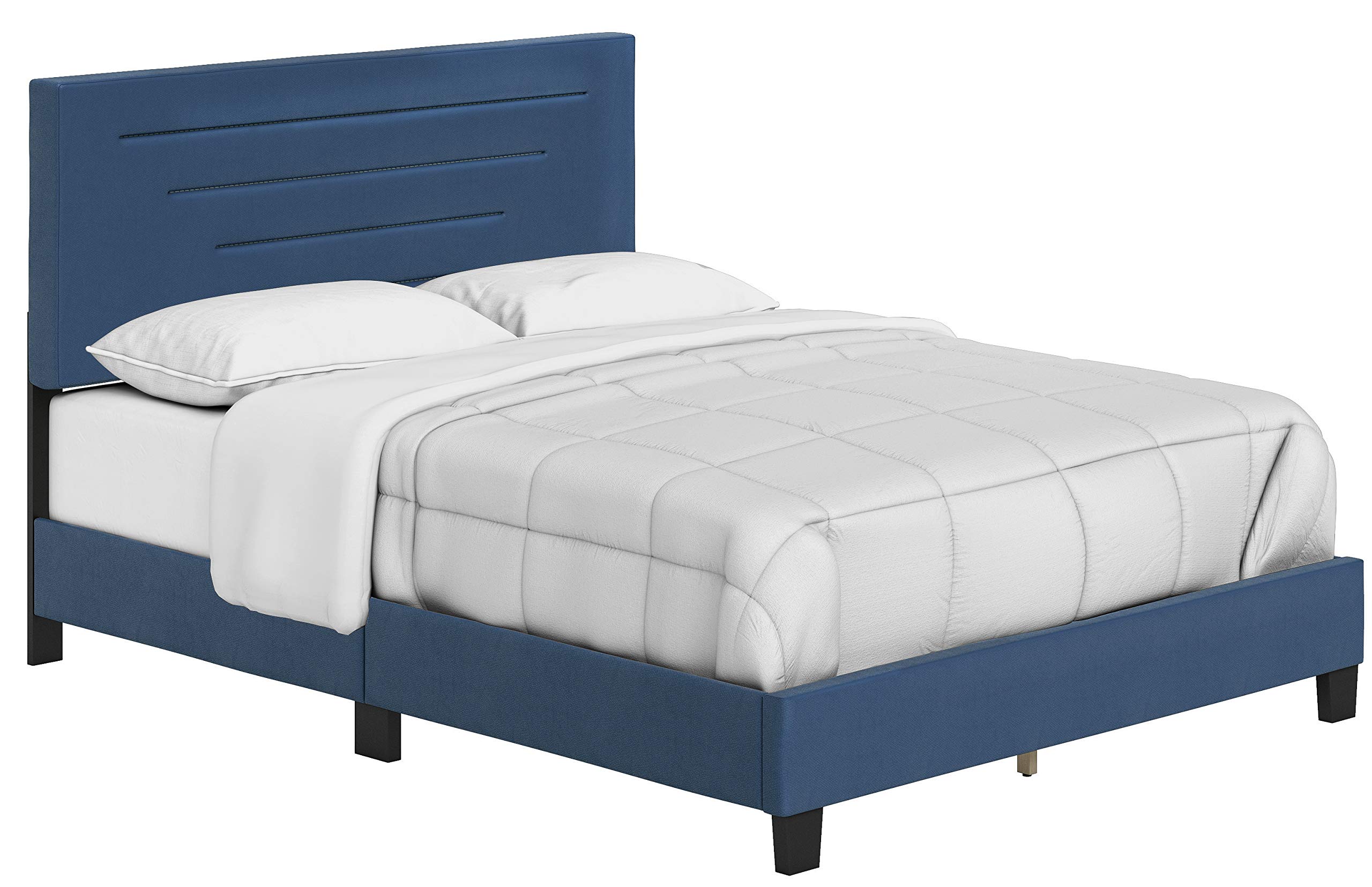 Luxury Boyd Sleep Luxenbourg Upholstered Platform Bed with Headboard - Twin Size Blue Bed Frame with Wood Slat Support & Mattress Foundation | No Box Spring Needed | Perfect for Modern Bedrooms, Guest Rooms & Small Spaces