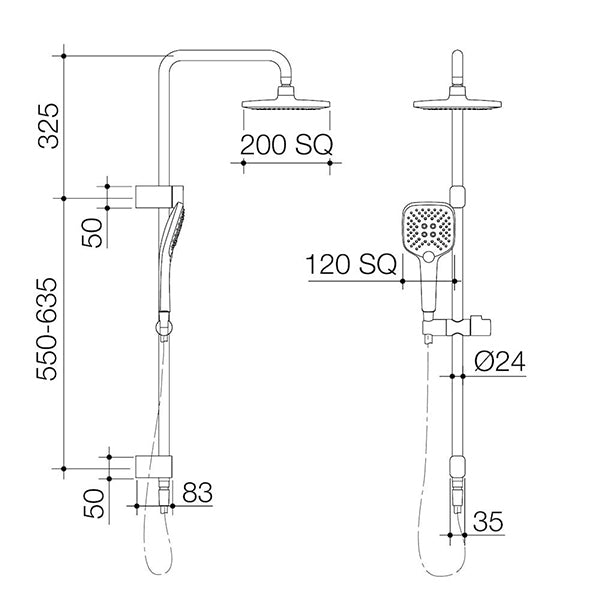 Caroma Luna Multifunction Rail Shower System with Overhead Brushed Nickel Finish - Perfect for Modern Bathroom Renovations and Spa-Like Shower Experiences