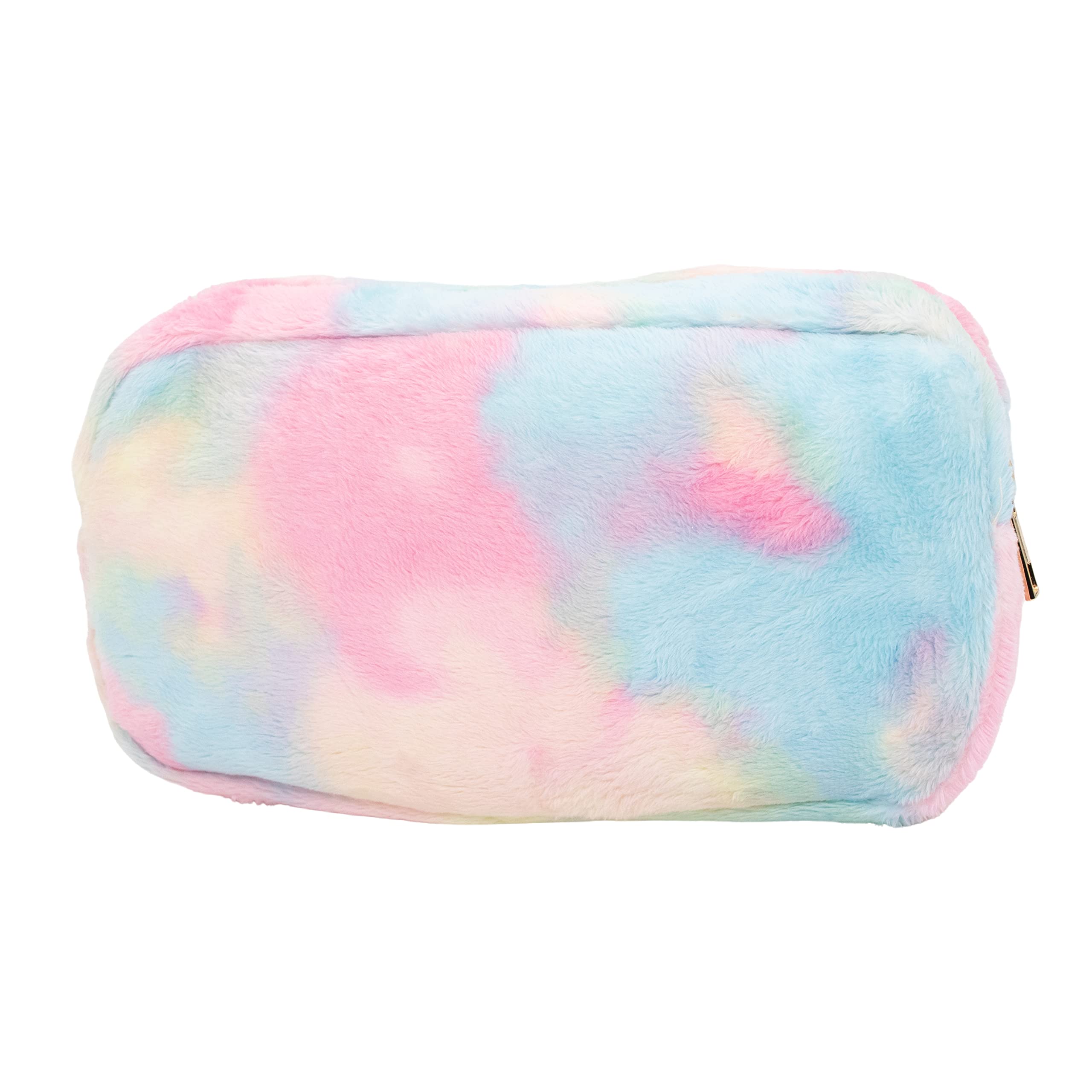 Waterproof Nylon Teddy Corduroy Travel Makeup Bag - Medium Size Tie-Dye Terry Cosmetic Pouch for Toiletries & Beauty Essentials | Perfect for Vacation, Gym & Daily Organizer