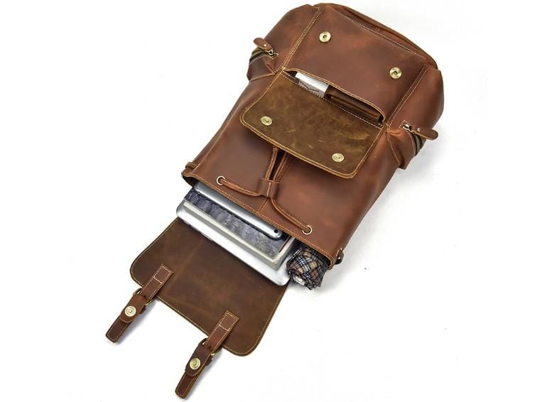 Genuine Leather Backpack for Women & Men - Durable Rucksack Purse for Travel, Work & Daily Use