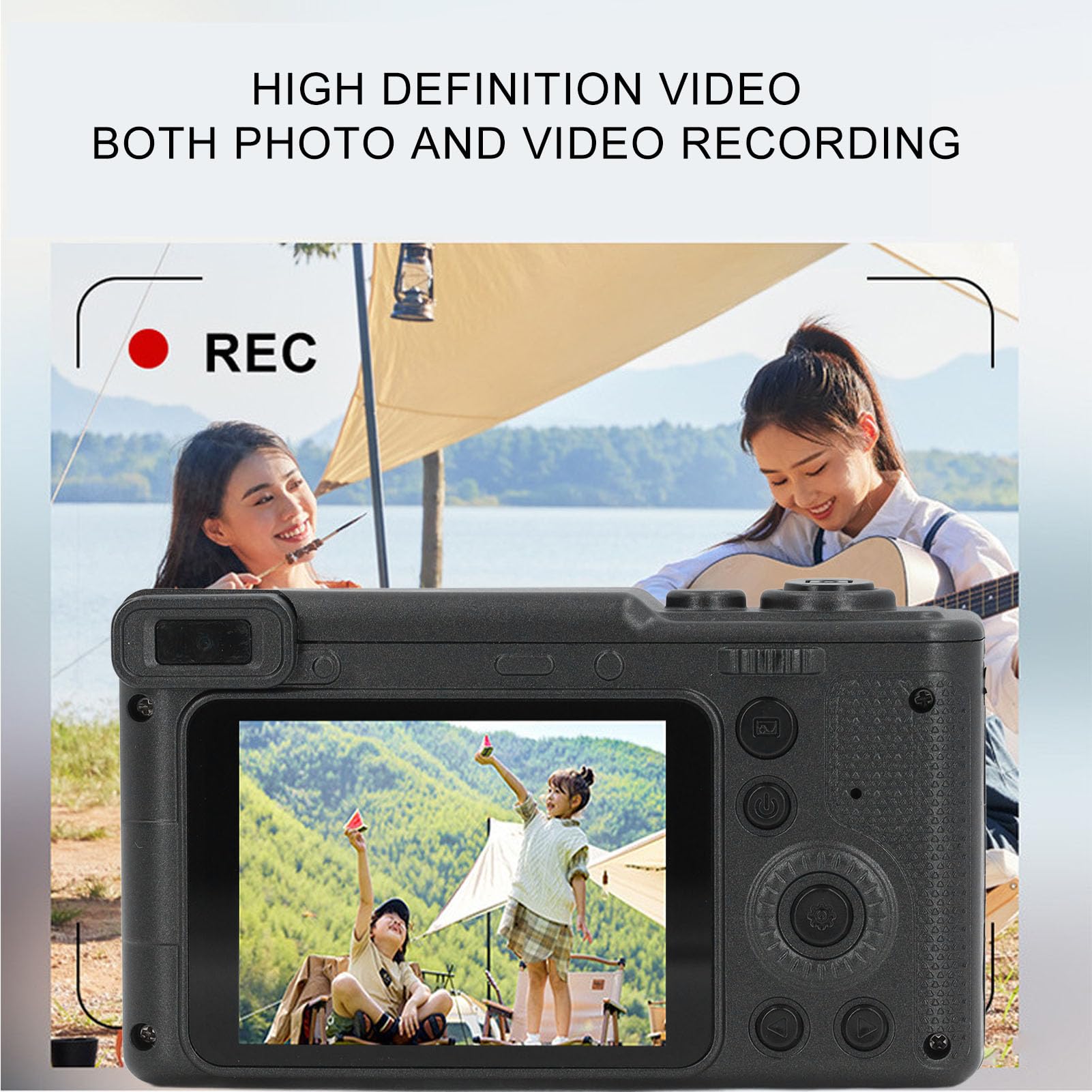 Autofocus Digital Camera for Travel Vlogging - 2.4in IPS Screen, 8x Zoom, Dual Lens (Front & Rear) with Timer - Perfect for Photography, Vacation & Outdoor Adventures (Black)