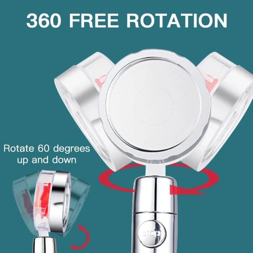 QTANZIQI High Pressure Water Saving Shower Head - 360° Rotating Rainfall Shower Spray with Handheld - Yellow Fan 02 for Bathroom, Perfect for Relaxing Spa Experience at Home