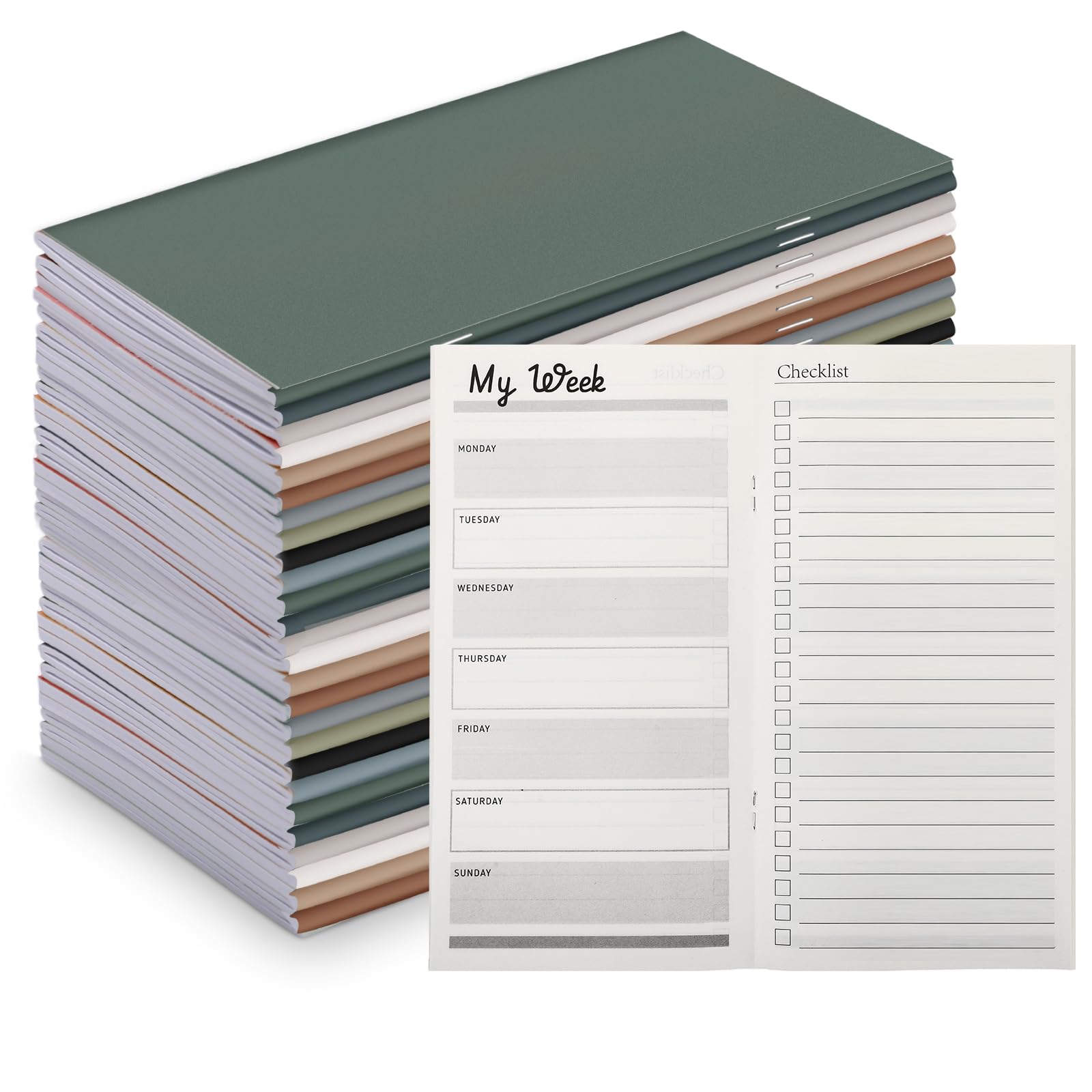 Qilery 50-Pack Bulk Pocket Planners 2025 - Habit Tracker Notebooks, To-Do List Notepads with Inspirational Quotes - Perfect Employee Gifts, Coworker Appreciation, Team Building & Office Supplies (Neutral Color) - Ideal for Goal Setting, Productivity Tracking & Workplace Motivation