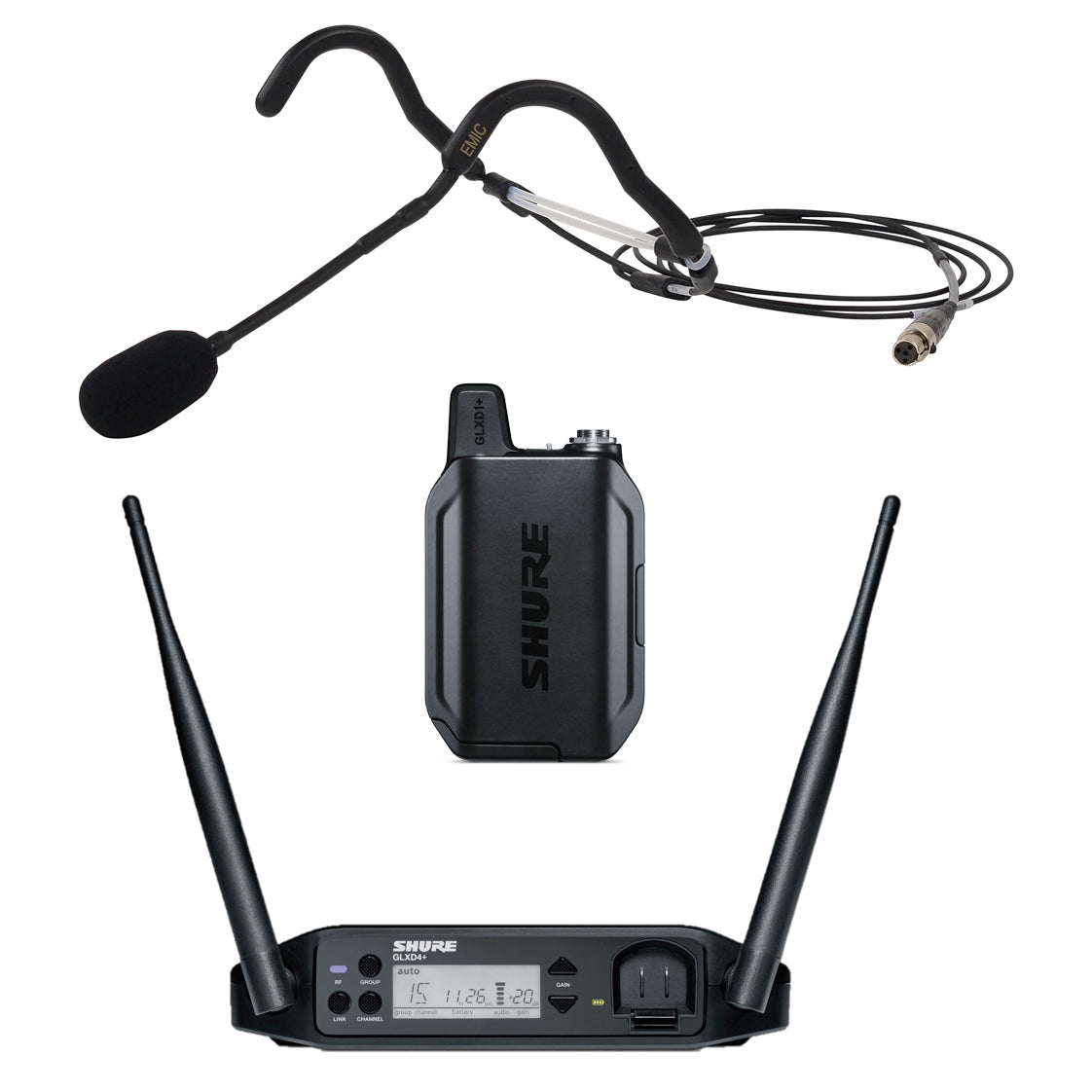 Shure GLXD+ Wireless Microphone System with E Mic Headset - Professional Wireless Microphone for Singing, Fitness, Live Performances & Studio Recording
