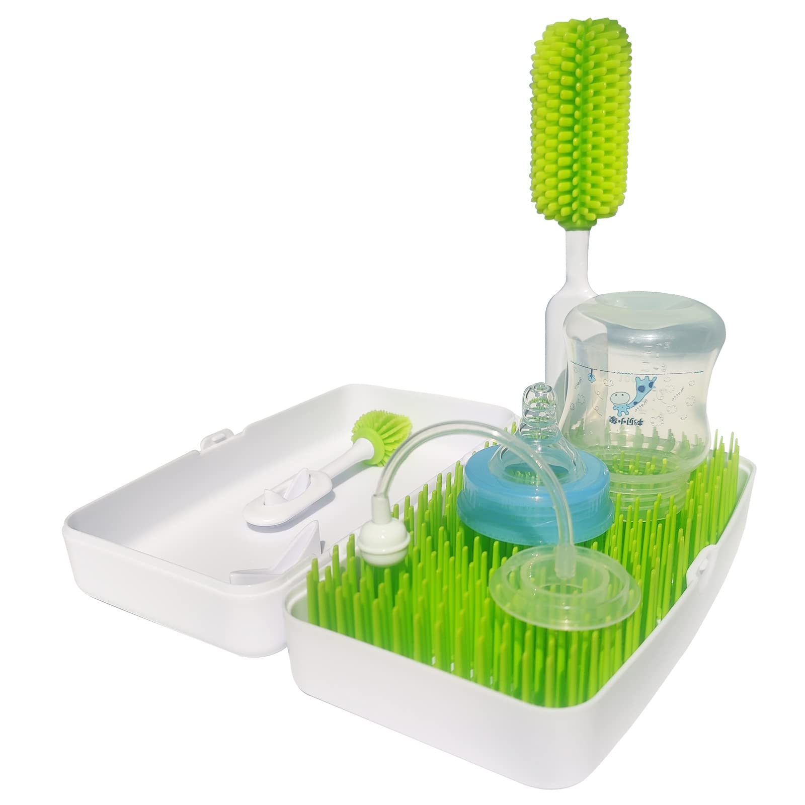 Portable Baby Bottle Drying Rack with Cleaning Brush Set - Sterilizer for Baby Bottles, Nipples, Pump Parts & Accessories | Perfect for Travel, Nursery & Kitchen Organization