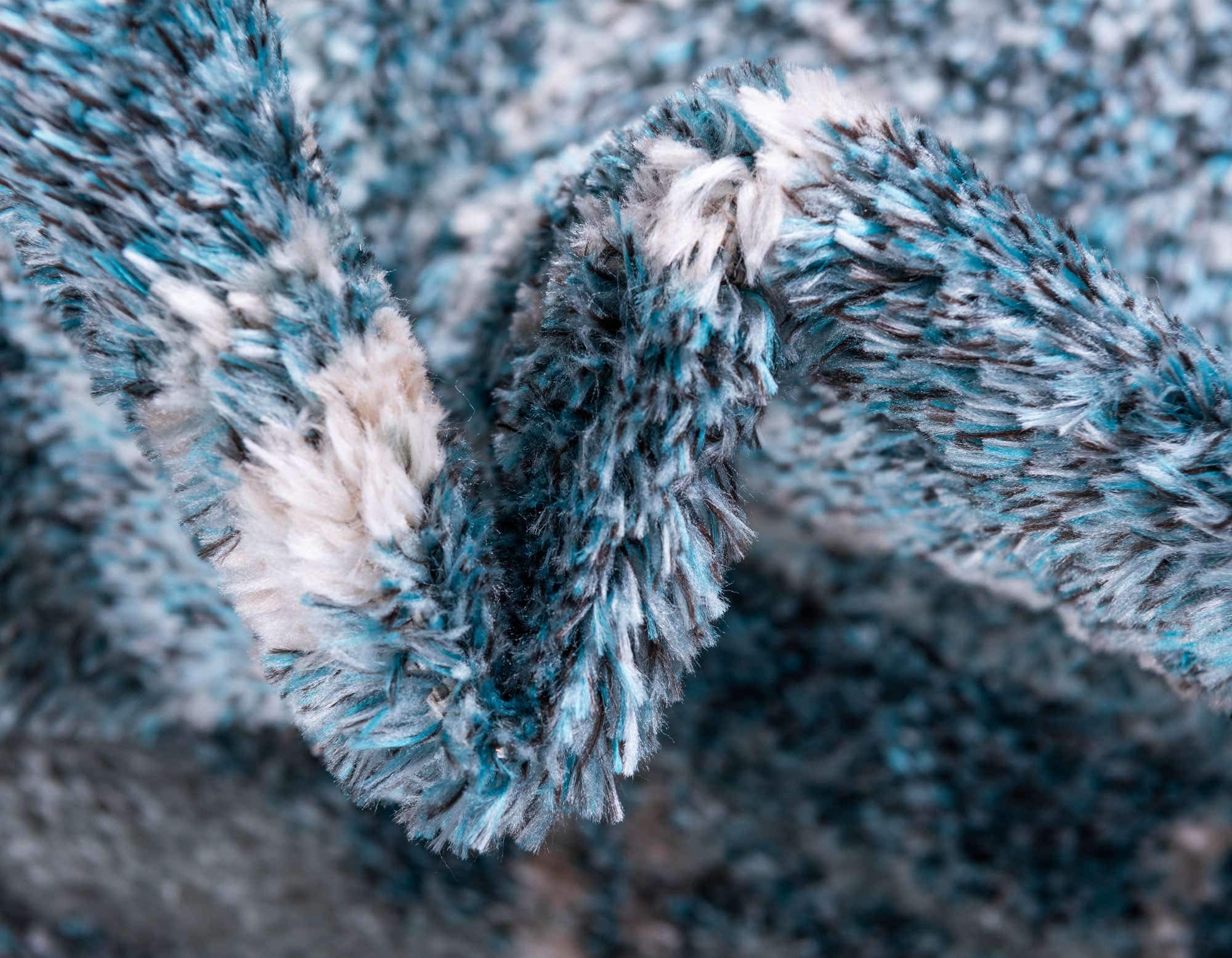Unique Loom Titan Collection Modern Geometric Soft Shaggy Pile Dark Blue Area Rug 2'4