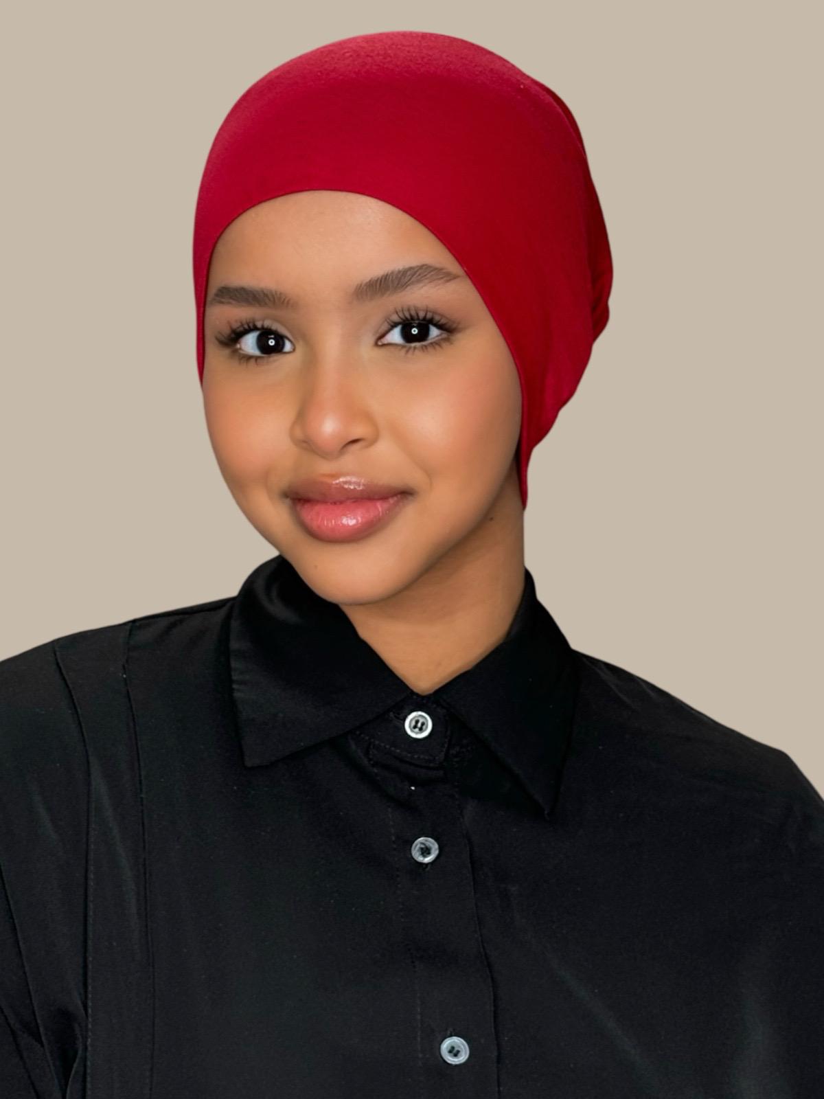 Premium Cotton Underscarf - Breathable & Comfortable Hijab Cap in Blood Red - Perfect for Prayer, Daily Wear & Modest Fashion