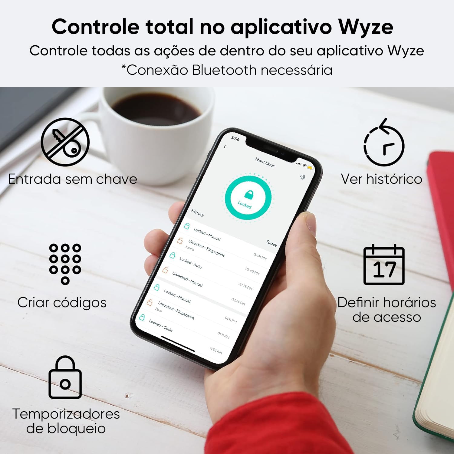 Wyze Auto-Lock Smart Deadbolt - Fingerprint & Keypad Entry Electronic Door Lock with IPX5 Weatherproof, Easy Installation in Satin Nickel Finish | Ideal for Home Security & Smart Access Control