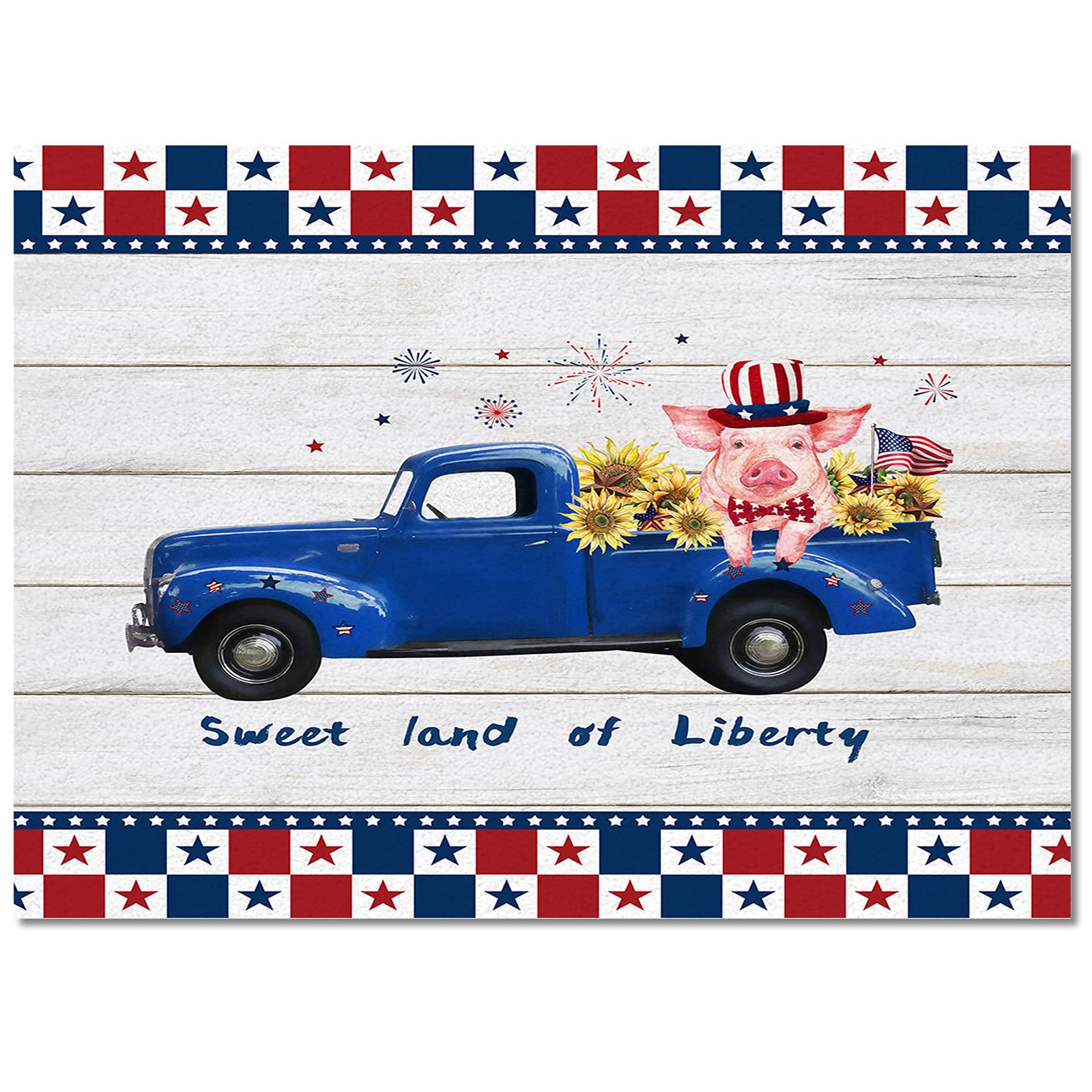 5'x8' Waterproof Outdoor Patio Rug - Non-Slip Washable American Flag Design for Independence Day, Kitchen, Laundry Room & Bathroom Mats | Perfect for Dining Table Area, Front Porch & Backyard Decor