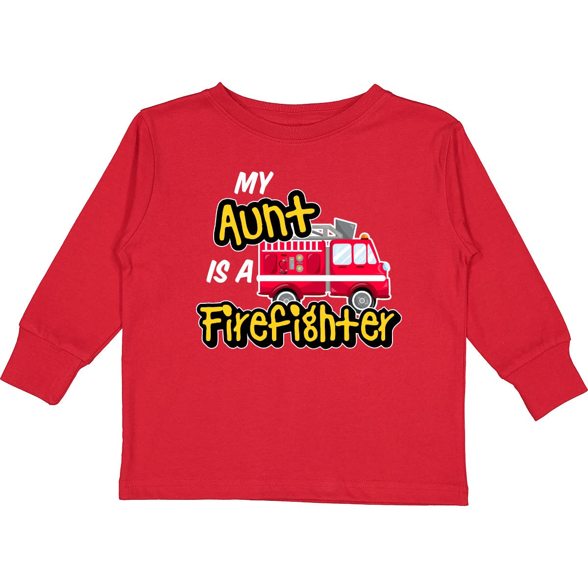 inktastic My Aunt is a Firefighter with Fire Truck Toddler Long Sleeve T-Shirt - Perfect for Birthday Gifts & Firefighter-Themed Events