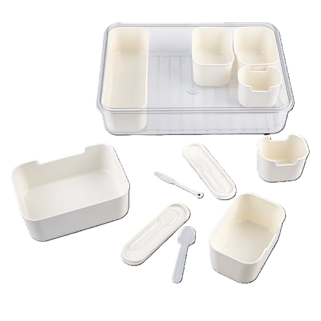 Premium 7-Compartment Rectangular Grazing Box with Carry Handles & Food Picks - Perfect for Charcuterie Boards, Party Platters, and Elegant Entertaining