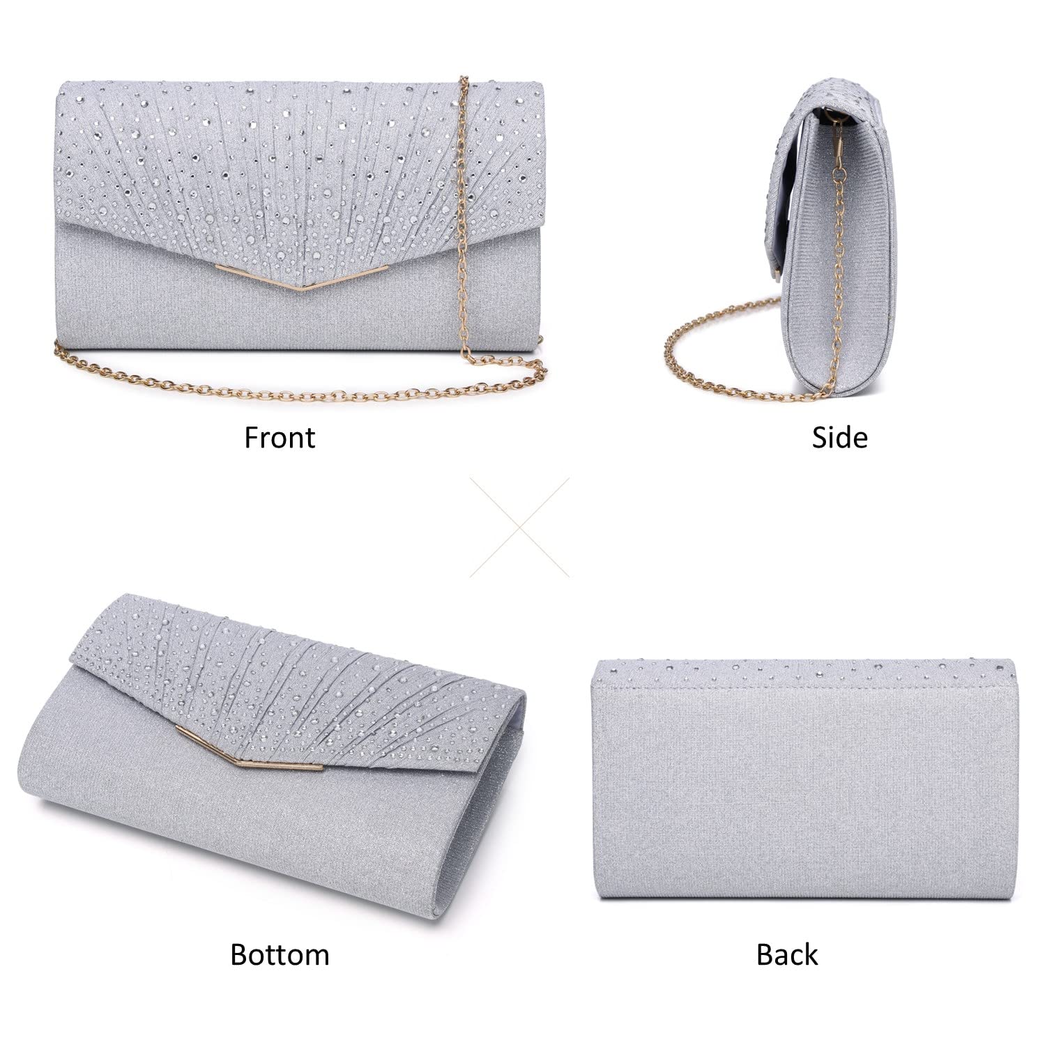 Sparkly Sequins Evening Clutch Purse for Women - Elegant Glitter Envelope Handbag for Wedding, Prom, Party & Formal Events - Perfect Accessory for Night Out & Special Occasions