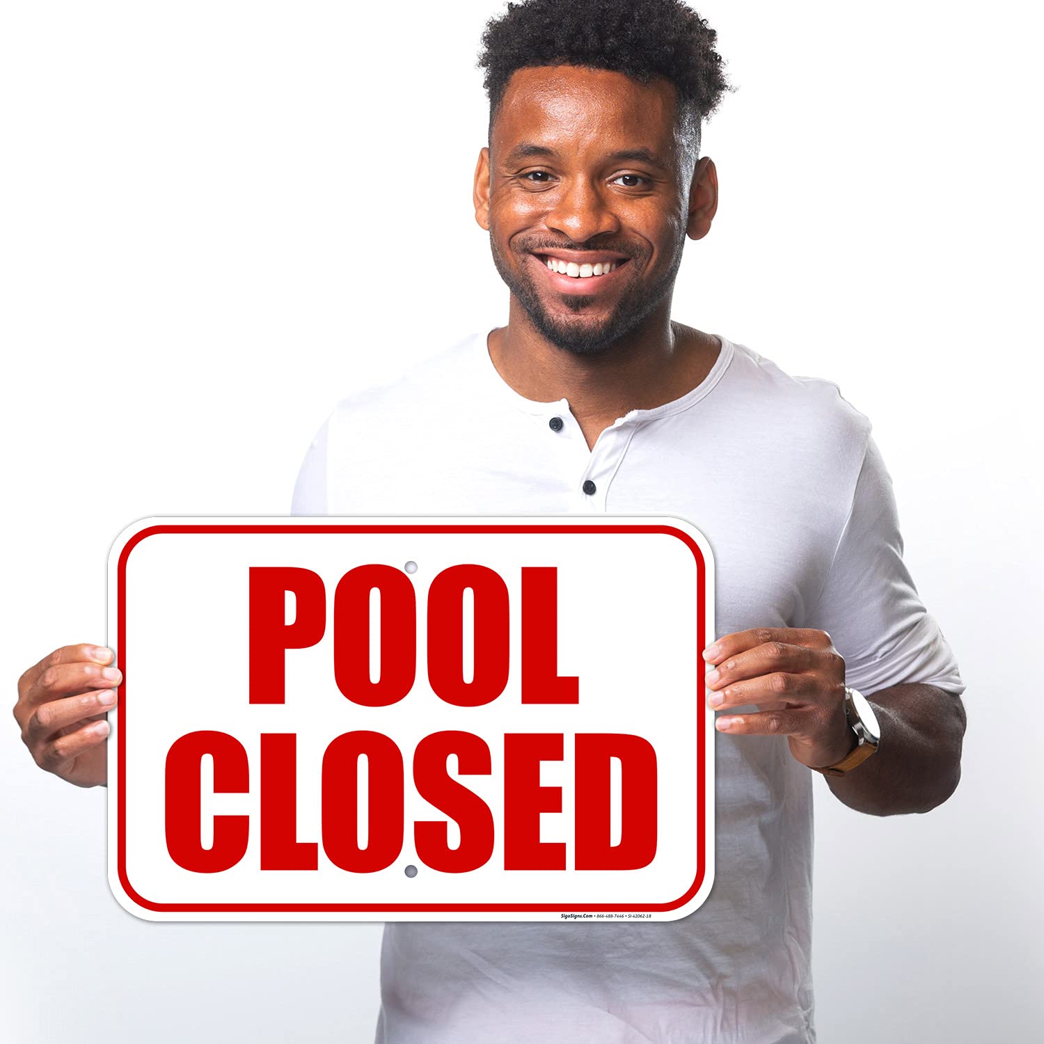 Pool Closed Sign - 12x18 Inches Rust-Free .063 Aluminum, Fade-Resistant, Made in USA - Durable Outdoor Sign for Swimming Pools, Public Areas & Backyard Safety