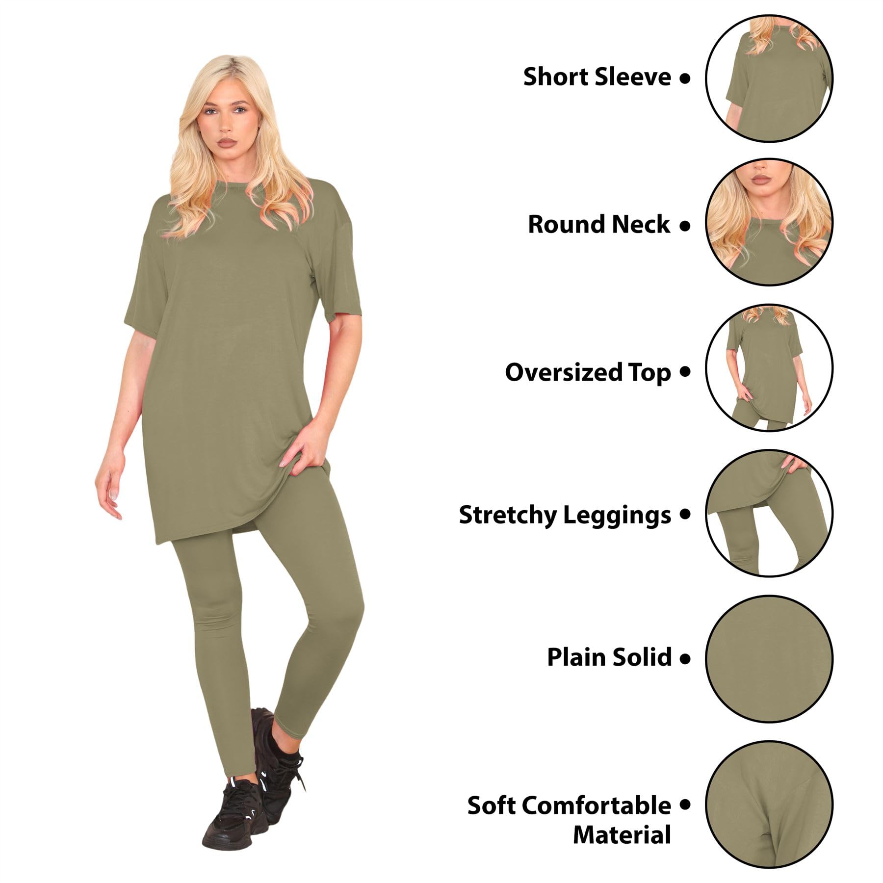 Janisramone® Women's Co-Ord Sets - Oversized Baggy Longline T-Shirt Top with Leggings | Summer Tracksuit, Gym Outfit & Lounge Wear Set for Women | Perfect for Workouts, Yoga, and Casual Wear