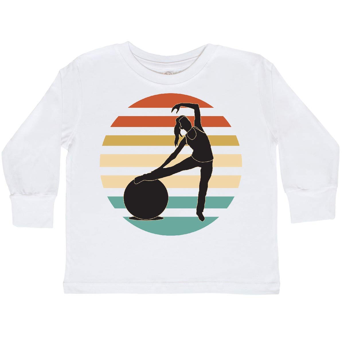Inktastic Pilates Fitness Retro Exercise Toddler Long Sleeve T-Shirt - Cute Workout & Yoga Tee for Kids, Toddler Activewear, Playdate & Gym Class Outfit