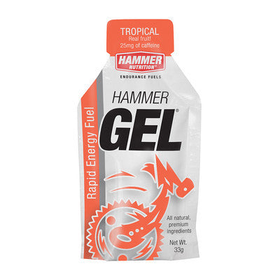 Hammer Energy Gel 33g - Tropical Flavor with Caffeine | Endurance Sports Fuel for Running, Cycling & Triathlon | Fast-Acting Energy Boost