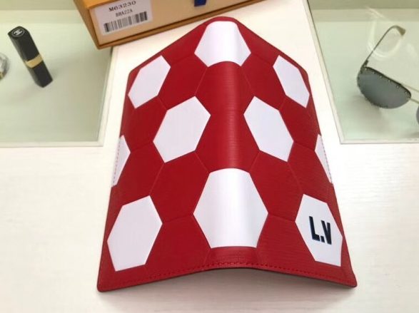 Authentic LV Brazza Wallet in Epi Leather - Hexagon Red Design for Men | Luxury Slim Bifold Wallet for Everyday Use & Travel | Perfect Gift for Business Professionals
