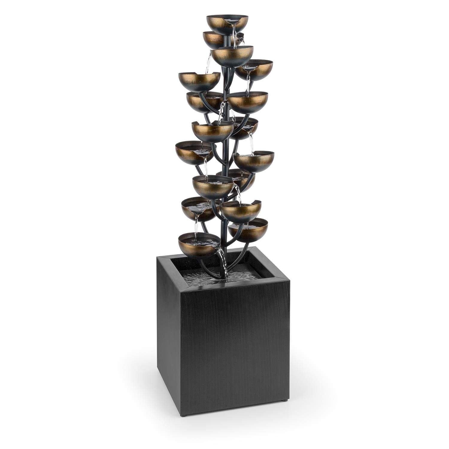 BLUMFELDT Joshua Tree Fountain - 17-Tier Cascading Water Feature with Soothing Sounds & LED Lights | 7W Submersible Pump | Easy Indoor/Outdoor Installation in Brown | Perfect for Patio, Garden & Home Decor Relaxation