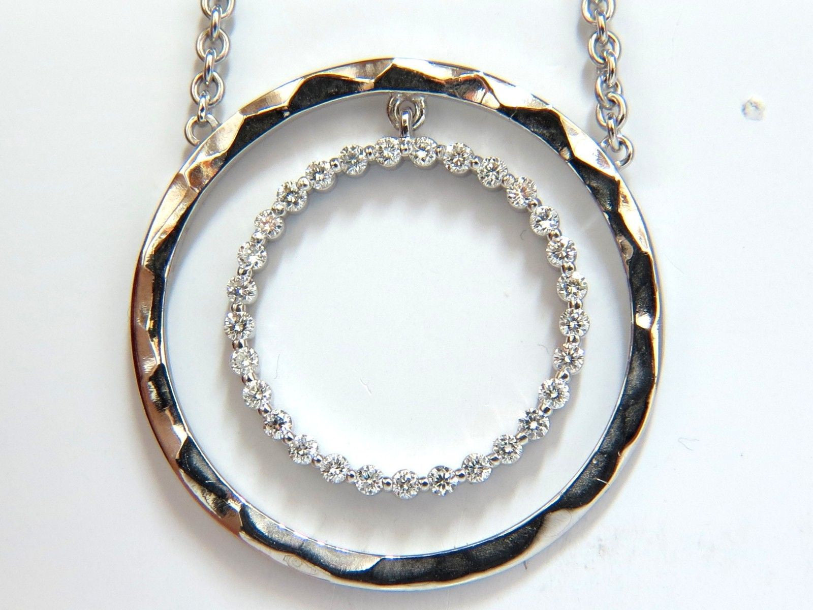 1.00ct Diamond Dangling Circle Within Circle 18K Gold Necklace - Elegant Jewelry for Women, Perfect for Parties, Weddings & Special Occasions
