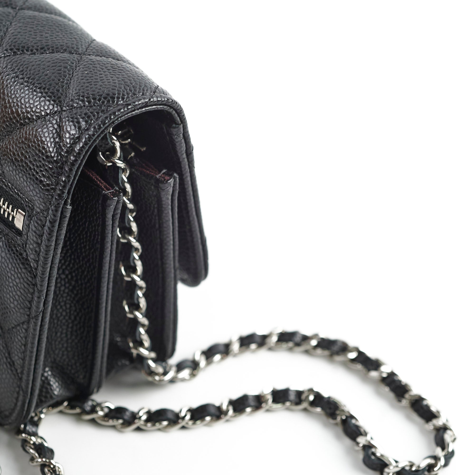 Chanel Mini Wallet On Chain WOC Black Caviar Leather Crossbody Bag - Series 30 | Luxury Designer Handbag for Women, Perfect for Evening Parties & Date Nights