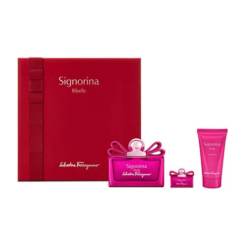 Salvatore Ferragamo Signorina Ribelle 3-Piece Perfume Gift Set for Women - Floral Fruity Fragrance, Perfect for Birthday, Anniversary & Valentine's Day Gifts