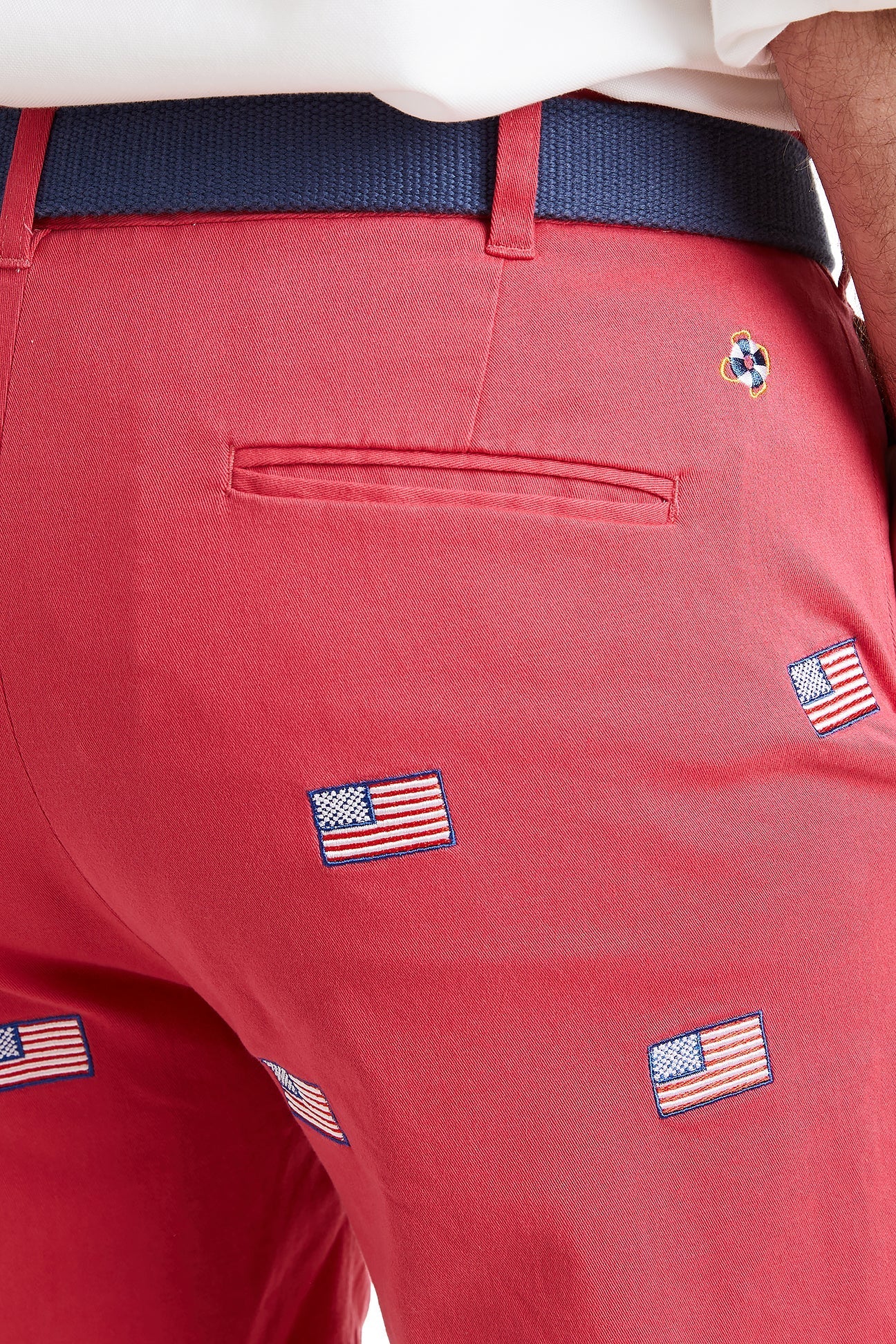 Cisco Short Hurricane Red with American Flag - Patriotic Men's Casual T-Shirt for 4th of July, BBQ, and Outdoor Events