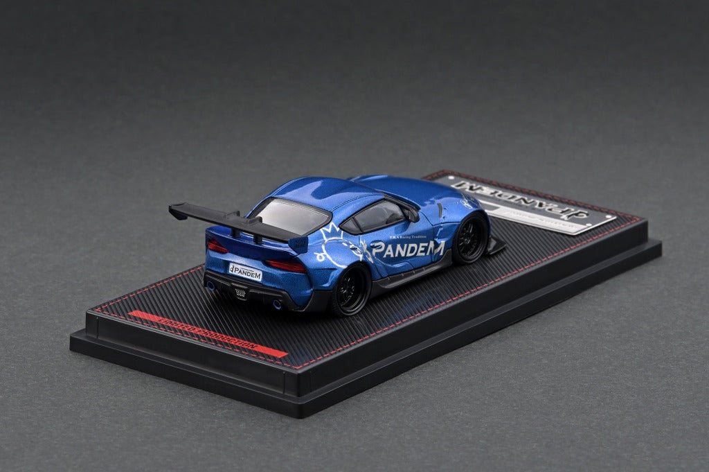 1/64 Scale Pandem A90 Toyota Supra Diecast Model Car - Blue Metallic Finish - Collectible Toy for Car Enthusiasts & Display for Home/Office Decor