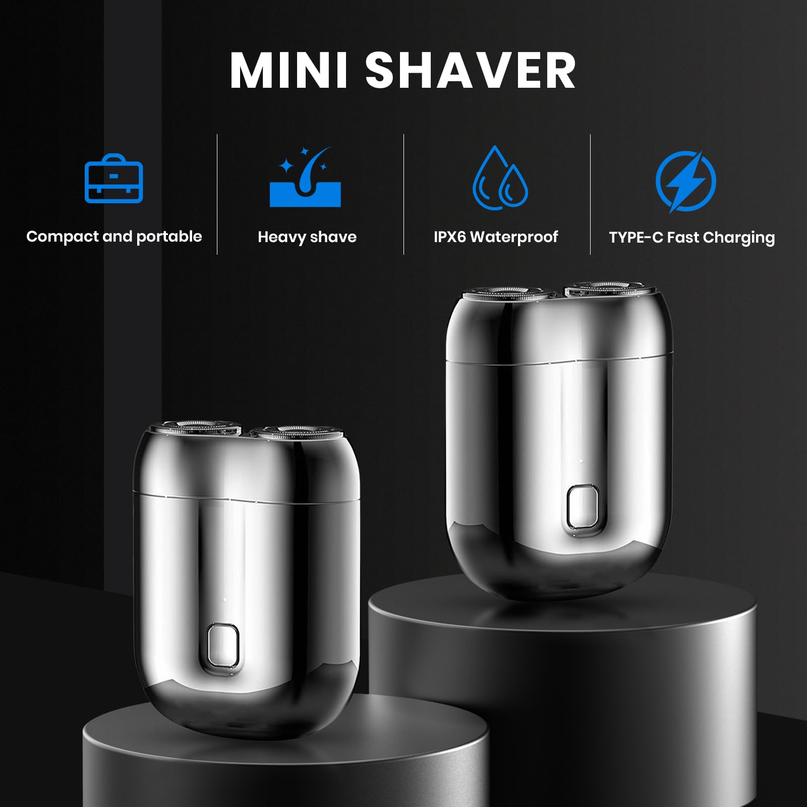 2025 Upgraded Mini Dual-Head Electric Shaver for Men - USB-C Rechargeable, Portable & Powerful Shaving with Storm Technology - Compact Travel Razor for Home, Office & Gym Use (Green)