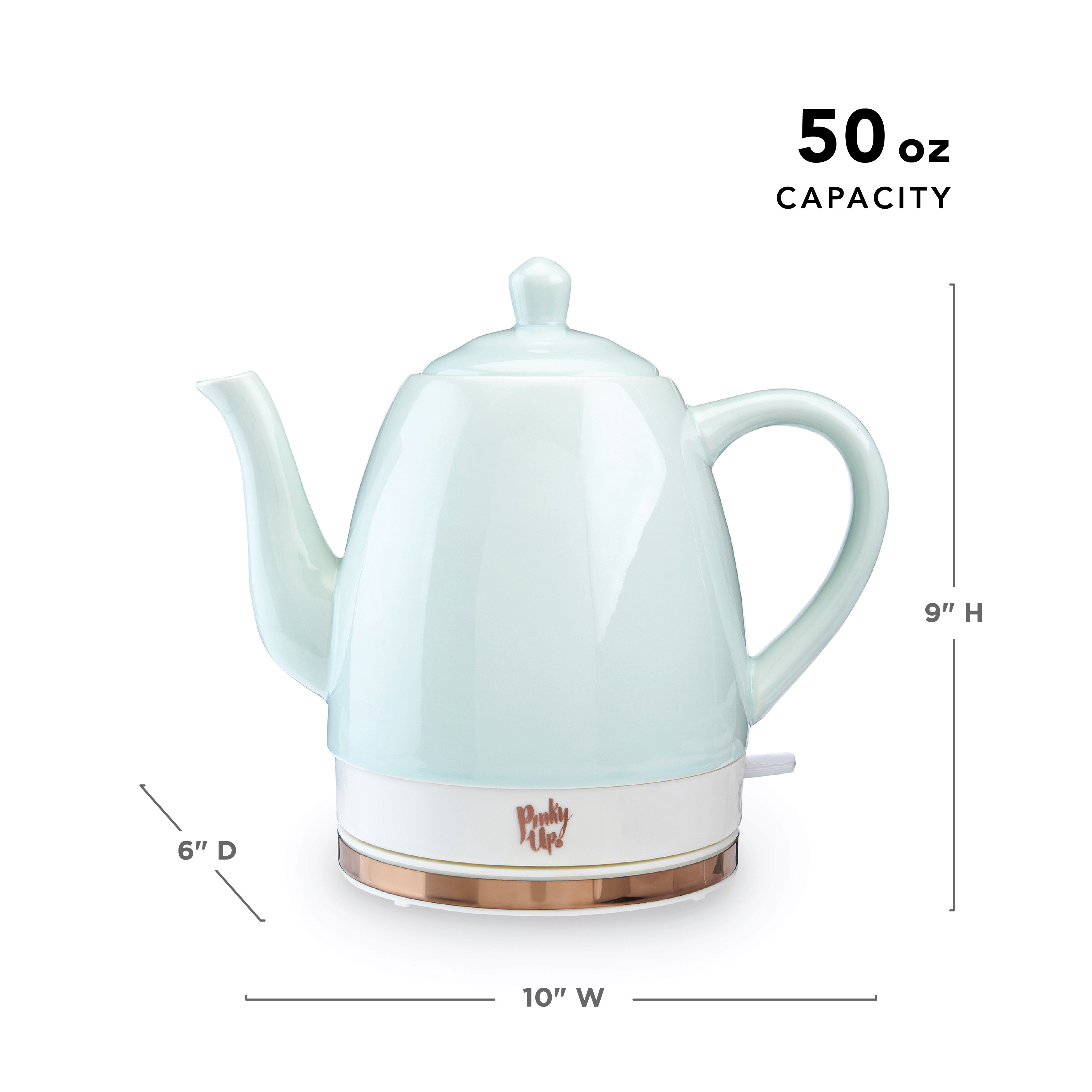 Noelle 1.7L Ceramic Electric Tea Kettle - Fast Boiling, Auto Shut-Off & Boil-Dry Protection - BPA-Free Mint Green Kettle for Tea, Coffee & Hot Water - Perfect for Home, Office & Dorm Use
