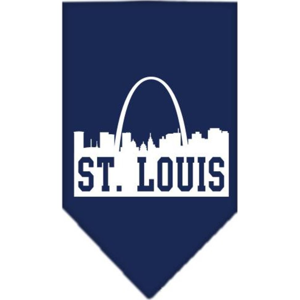 St. Louis Skyline Dog Bandana - Navy Blue Pet Bandana for Small Dogs | Screen Printed Cotton Neckwear for Daily Walks & Special Occasions