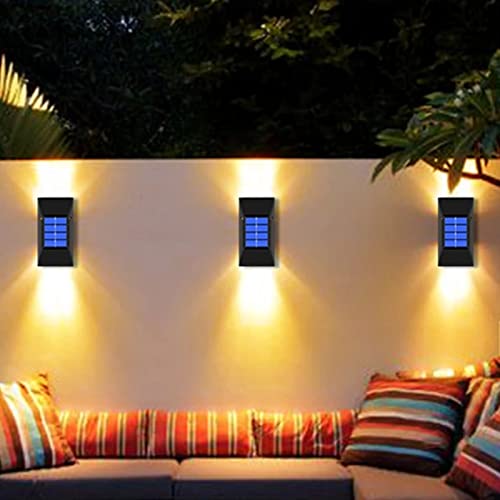 Solar Powered LED Outdoor Lights - Waterproof Wall Lamps for Garden, Patio & Street Lighting (4 Pack Warm White) - Perfect for Pathway, Driveway & Landscape Decoration