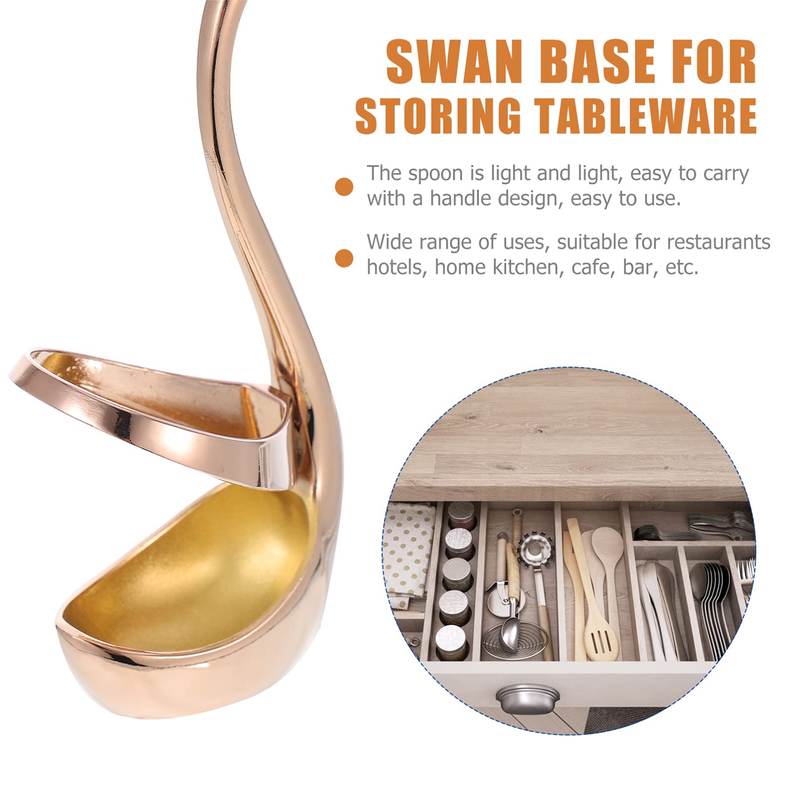 Elegant Stainless Steel Swan Spoon Rest & Table Decor - Rose Gold Coffee Spoon Holder, Fruit Fork Stand, Dessert Spoon Rest for Dining Table, Kitchen, Party, Wedding Decor
