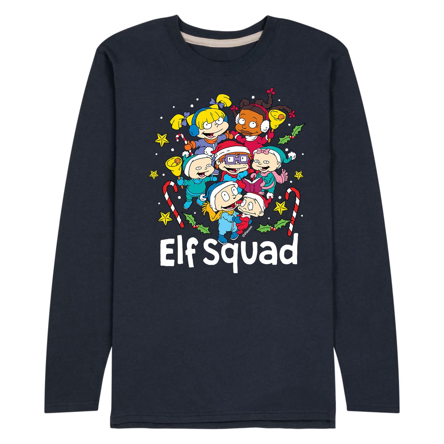 HYBRID APPAREL Rugrats Men's Christmas Holiday Graphic Long Sleeve T-Shirt - Funny Cartoon Print Casual Tee for Holiday Parties & Family Gatherings