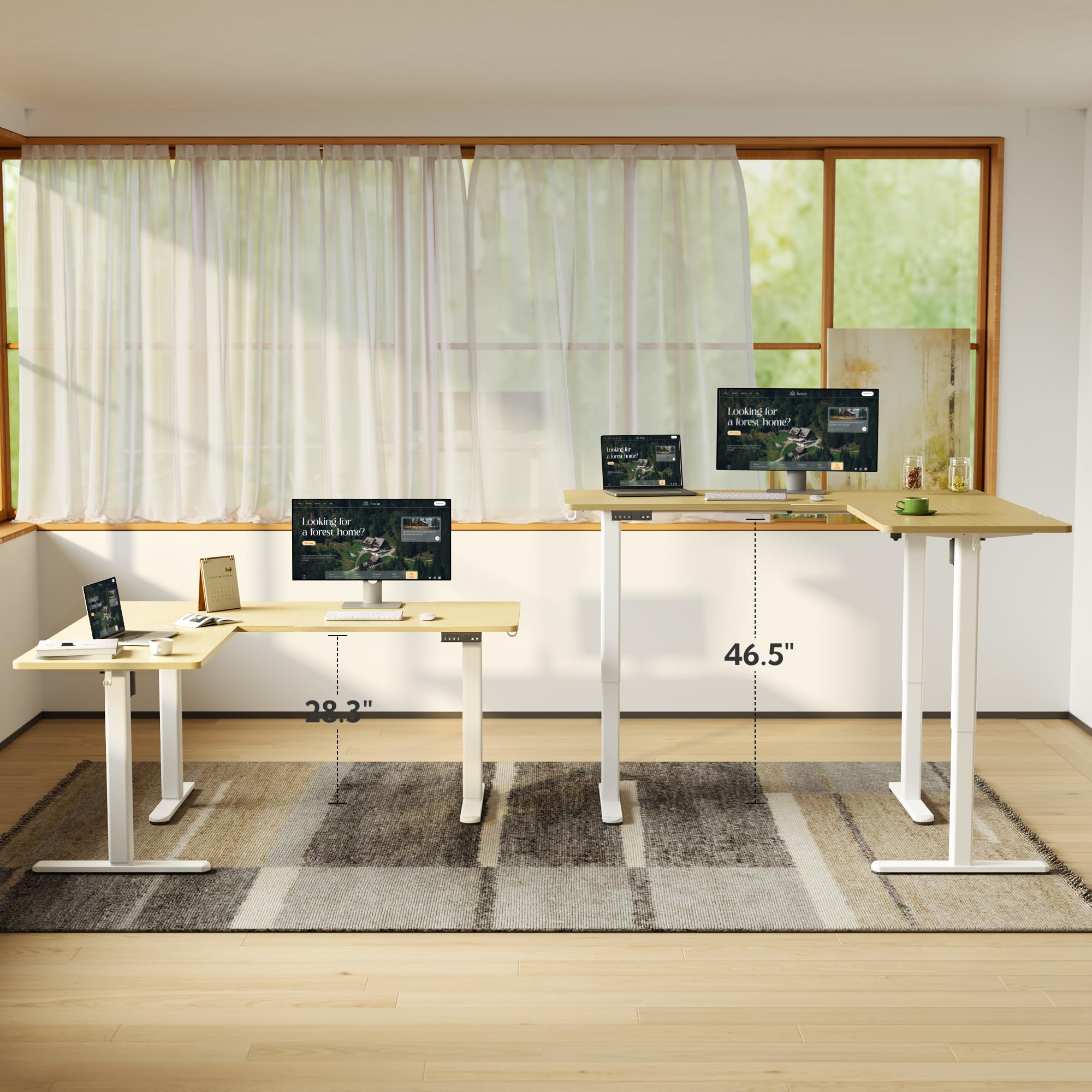 YDN L-Shaped Electric Standing Desk with Dual Motor, Adjustable Height Corner Desk (63 x 55 Inch) - Home Office Workstation with Splice Board, Ergonomic Large Standing Desk for Productivity - Perfect for Small Spaces & Shared Workspaces