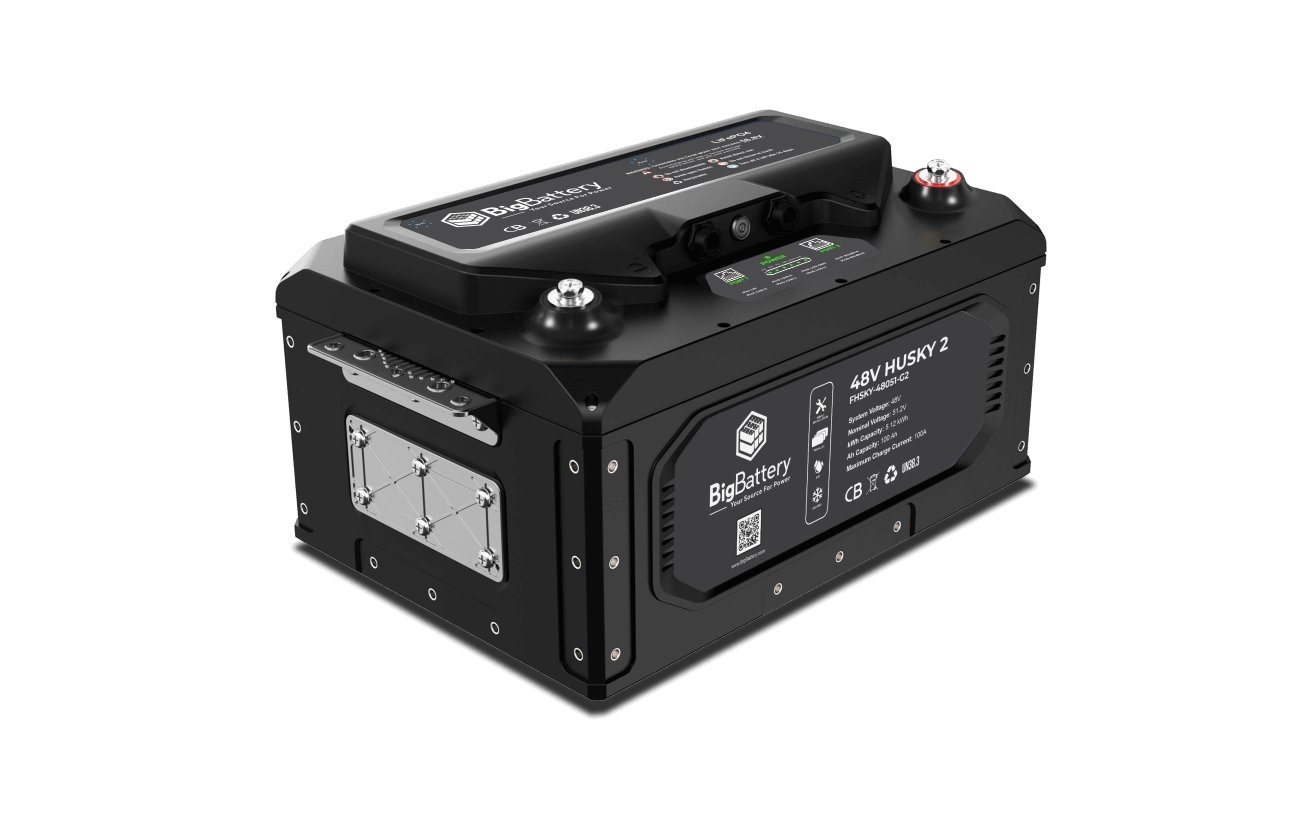 BigBattery HUSKY 2 48V 100Ah 5.12kWh LiFePO4 Deep Cycle Battery for Solar Power, RV, Marine & Off-Grid Energy Storage - High Performance Lithium Iron Phosphate Battery Pack