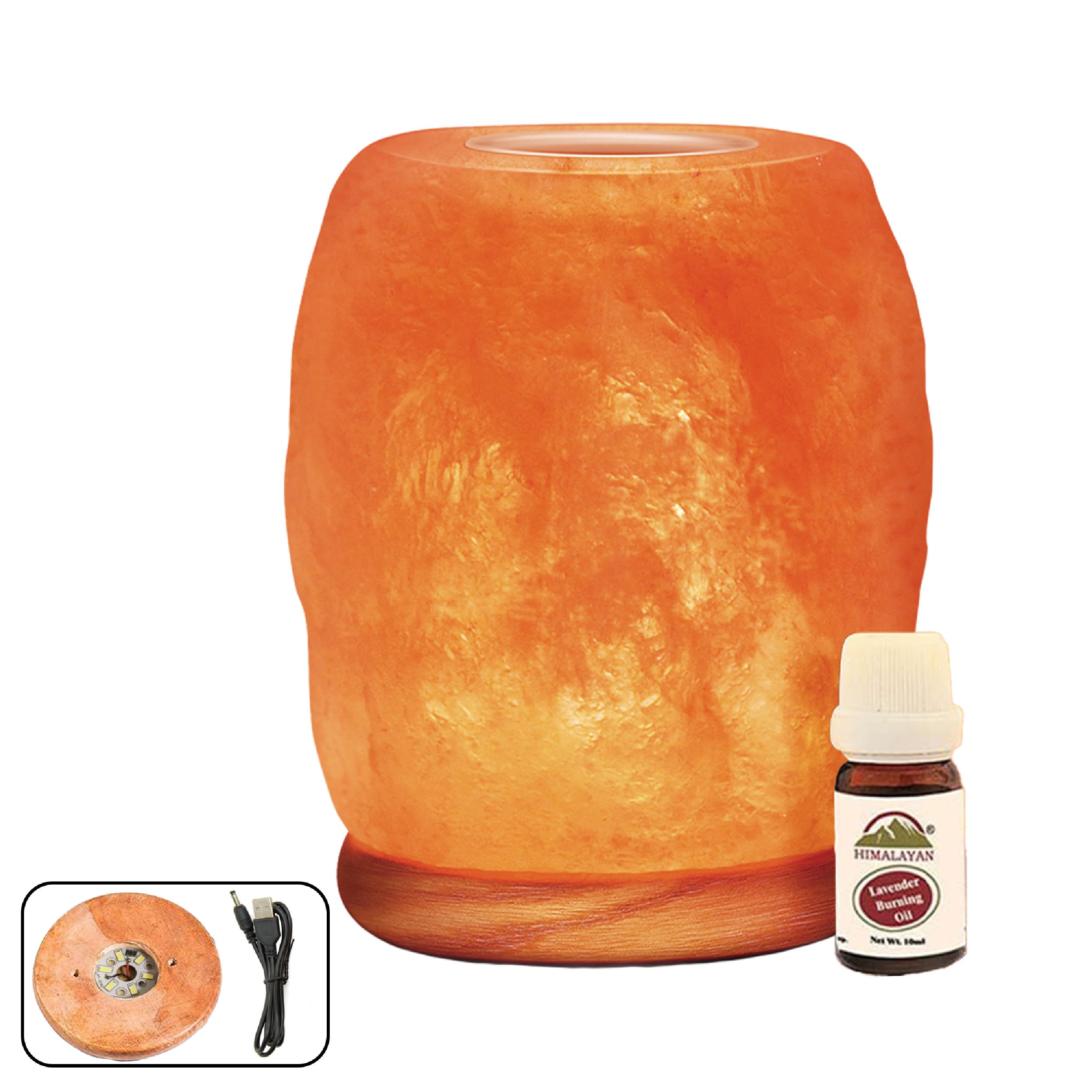 Himalayan Glow Natural Salt Lamp with Essential Oil Diffuser & USB Charging - Warm Amber LED Night Light for Home, Office, Bedroom, Yoga & Meditation Room - Perfect for Relaxation, Stress Relief & Aromatherapy