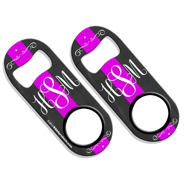 Personalized Mini Bottle Opener - Custom Monogram Chalk Style Design for Weddings, Parties & Gifts - Unique Bar Accessories for Home & Events