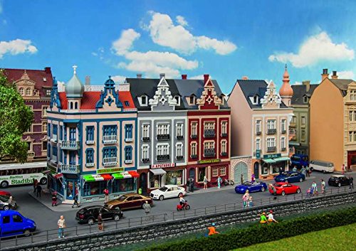 Faller 130701 HO Scale Row of Downtown Structures Building Kit - Perfect for Model Train Layouts & City Scenes