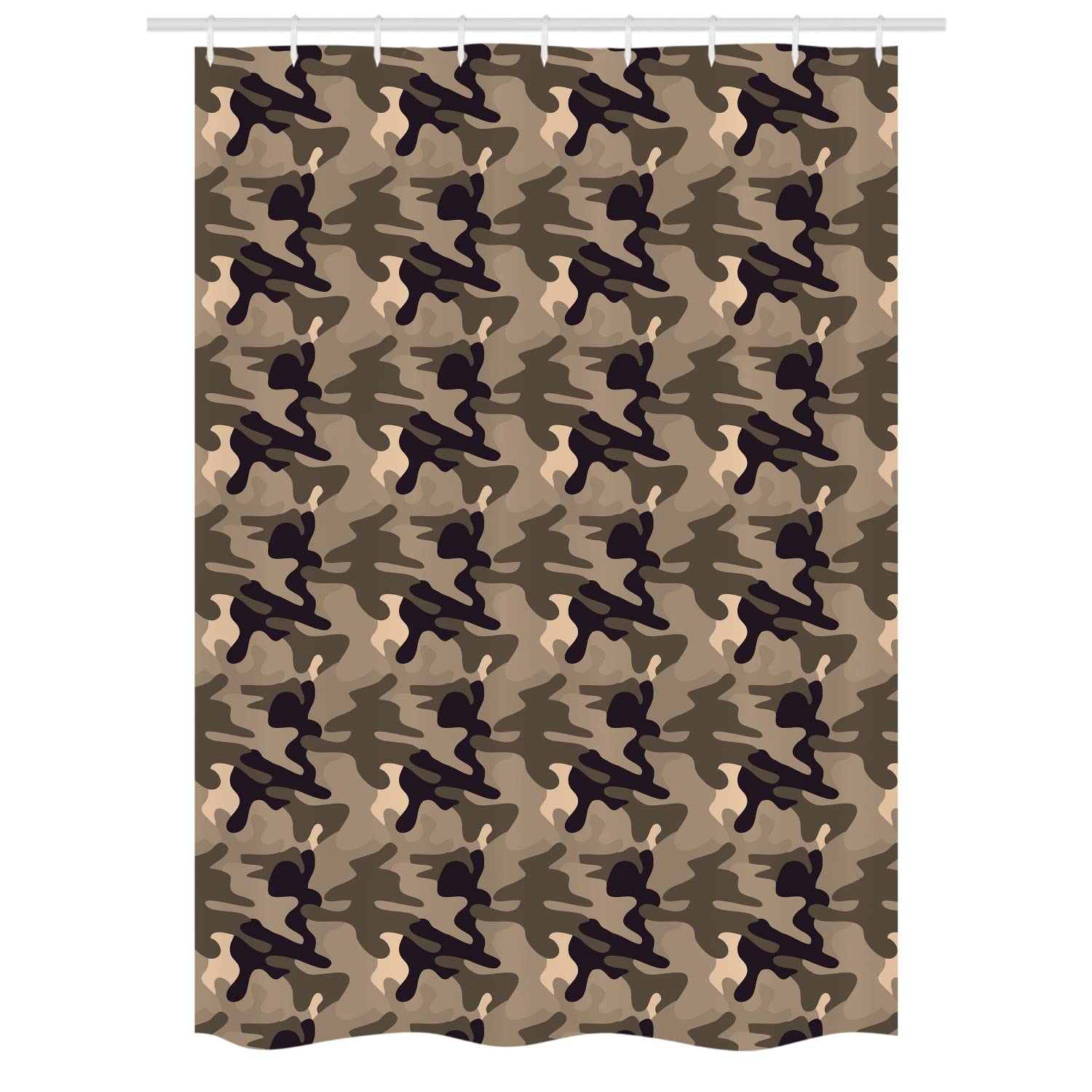 Ambesonne Camouflage Shower Curtain Set - Classic Earth Tone Camo Pattern Bathroom Decor with Hooks, 54