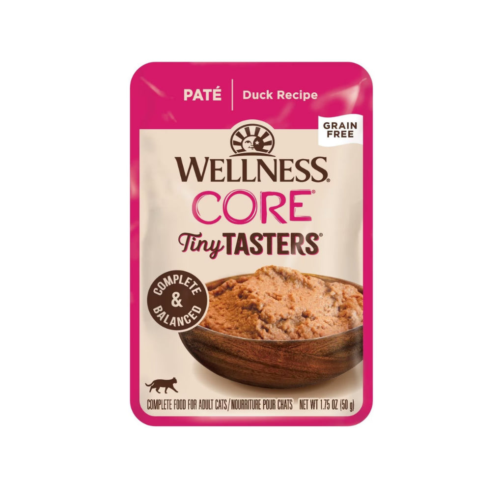 Wellness CORE Tiny Tasters Wet Cat Food - Minced Chicken & Beef, Flaked Tuna & Shrimp, Duck Recipes - Grain-Free, Healthy & Nutritious Cat Food for Kittens & Adult Cats - Perfect for Picky Eaters & Mealtime Variety