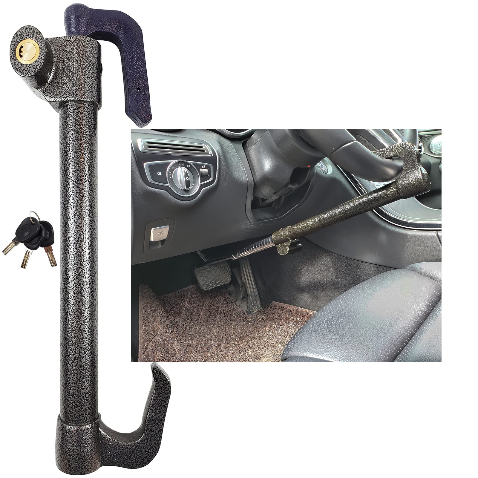 Esploratori 33.5in Anti-Theft Steering Wheel Lock - Heavy Duty Car Security Device for Theft Prevention | Universal Fit for Most Vehicles | Perfect for Parking Security & Travel Protection