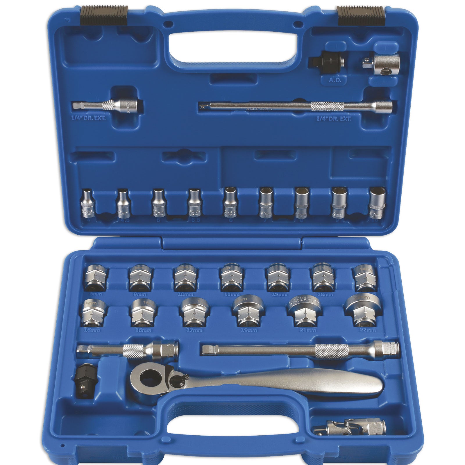 31-Piece Low Profile Dual Drive Socket Set - Metric & SAE Sockets for Tight Spaces - Perfect for Automotive, DIY, and Home Repairs