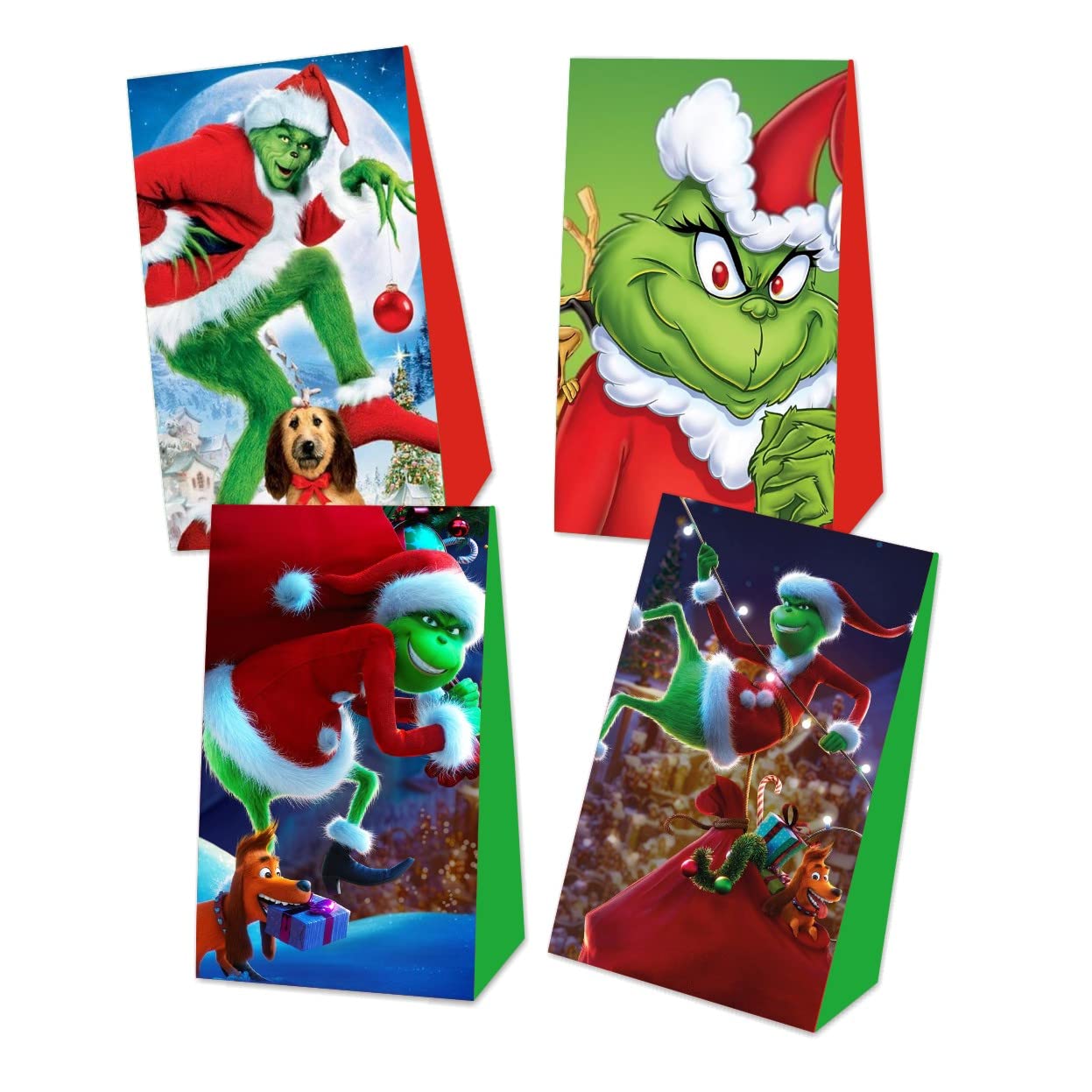 12 Pack Grinch Party Favors Gift Bags - 4.7x2.7x8.3in - Perfect for Christmas & Birthday Parties