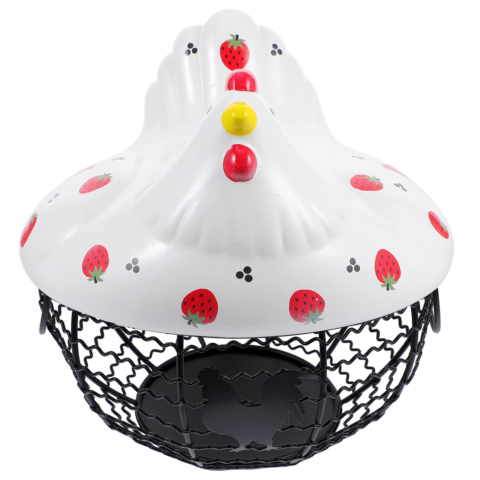 Hemoton 1-Piece Decorative Iron Egg Storage Basket - Rustic Fruit Organizer Container for Kitchen, Pantry & Farmhouse Decor - Perfect for Eggs, Fruits & Household Storage