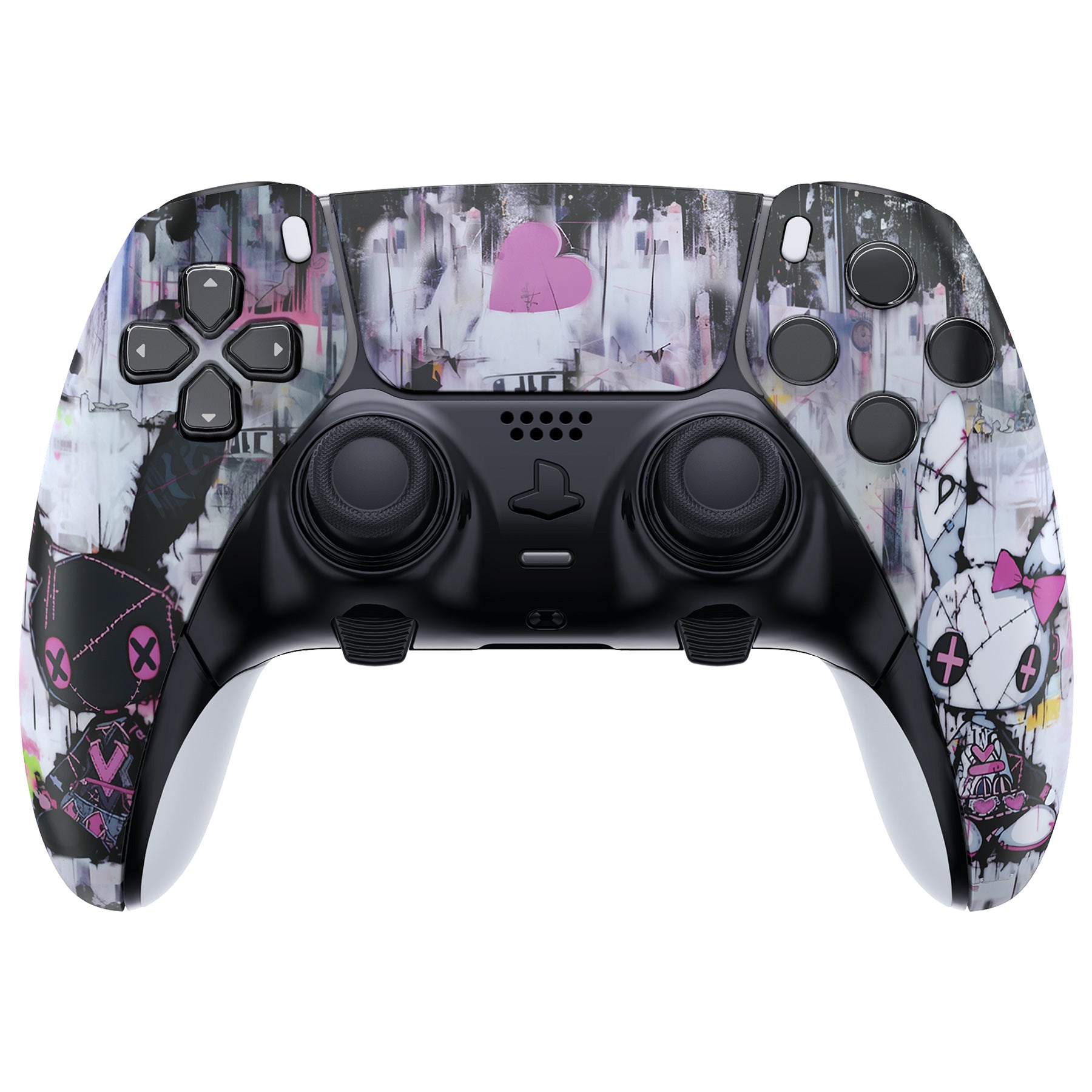 eXtremeRate Lovely Punky Bunny Left Right Front Housing Shell & Touchpad Cover for PS5 Edge Controller - DIY Replacement Faceplate & Custom Touch Pad Cover | Gaming Accessories for Enhanced PS5 Edge Controller Experience