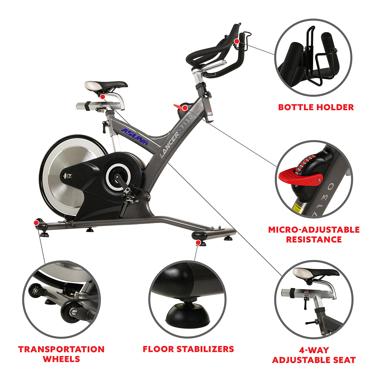 Asuna Lancer Rear Flywheel Commercial Exercise Bike - Heavy Duty Indoor Cycling Bike for Home & Gym Use - Perfect for Cardio Workouts & Weight Loss